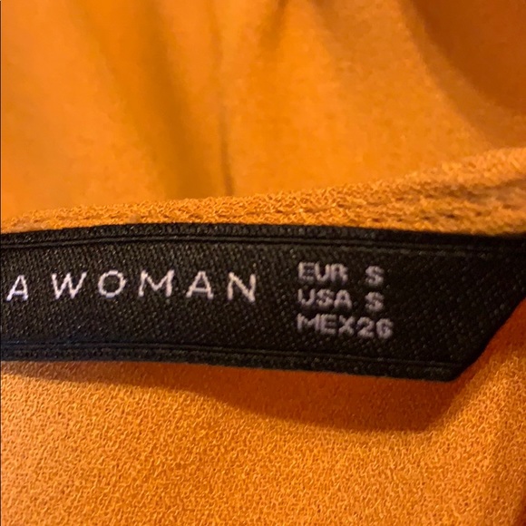 Zara mustard color frill mini dress Size small EUC - Picture 7 of 8